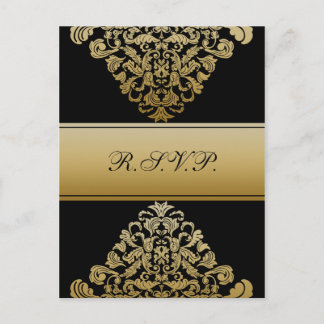 RSVP-Karten mit schwarzer Gold-Eleganz Einladungspostkarte