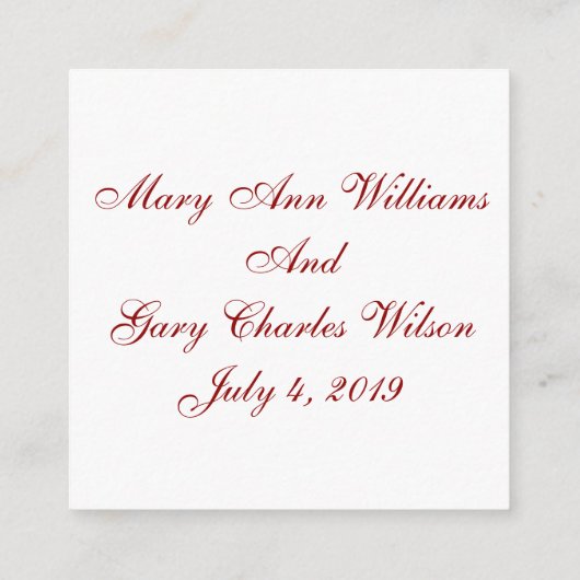 RSVP-Karten mit tiefrotem und weißem Ansprechen Begleitkarte (Rückseite)