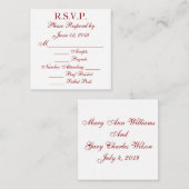 RSVP-Karten mit tiefrotem und weißem Ansprechen Begleitkarte (Vorne/Hinten)