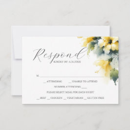 RSVP-Karten mit Wahl der Mahlzeiten Blau und Gelb RSVP Karte