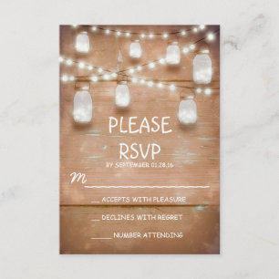RSVP-Karten mit Zeichenketten und Mason-Glas RSVP Karte