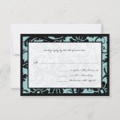 RSVP Karten - Schwarz & Aqua Blue Damask (Rückseite)