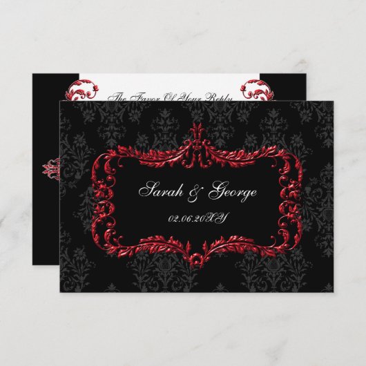 rsvp-Karten, schwarz, schwarz, Standard 3,5 x 5 RSVP Karte (Vorne/Hinten)