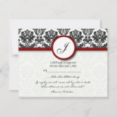 RSVP Karten Schwarz und Burgund Damask Monogramm (Vorderseite)