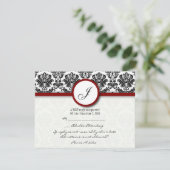 RSVP Karten Schwarz und Burgund Damask Monogramm (Stehend Vorderseite)