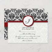 RSVP Karten Schwarz und Burgund Damask Monogramm (Vorne/Hinten)