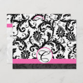 RSVP Karten schwarz und weiß Damask Hot Pink Trimm (Vorne/Hinten)