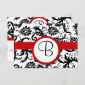 RSVP Karten - Schwarz und Weiß Damaskus Roter Stre (Vorne/Hinten)