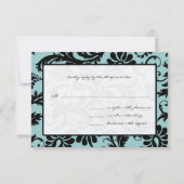 RSVP Karten Schwarz & Weiß Damask Aqua Blau (Rückseite)