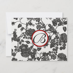 RSVP-Karten - schwarze Rosen mit roter Umrandung - RSVP Karte