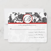 RSVP Karten Schwarze und Graue Rose Red Trim (Rückseite)