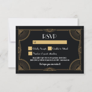 RSVP-Karten Vintage Gatsby Hochzeits Einladungen 1