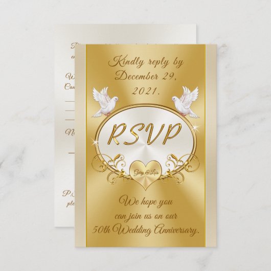 RSVP-Karten zum 50-jährigen Jubiläum für Lois Einladung (Vorne/Hinten)