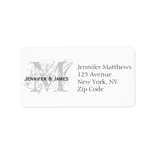 RSVP Kartenadressen-Labels Chic Monogram Adressaufkleber (Vorne)