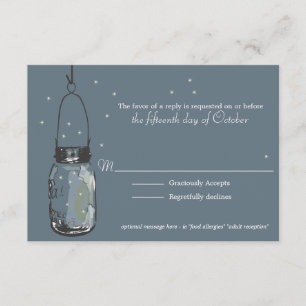 RSVP-Kartenfireflies & Mason Jar RSVP Karte
