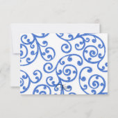 RSVP-Kartenscrollen-Muster blau RSVP Karte (Rückseite)