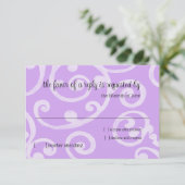 RSVP-Kartenscrollen-Muster Lila RSVP Karte (Stehend Vorderseite)