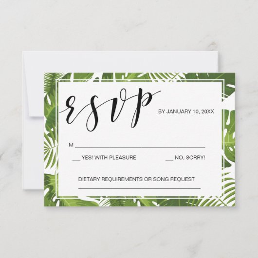 RSVP-Kartenvorlage tropische elegante Hochzeit RSVP Karte (Vorderseite)
