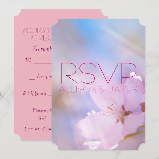 RSVP-Kirschblüte für Hochzeiten anpassbar Einladung (Vorne/Hinten)