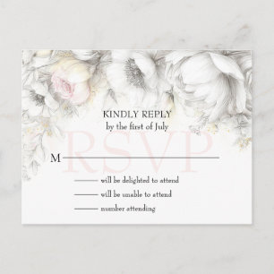 RSVP Klassisch Modern Elfenbein und Rosenrote Flor Postkarte