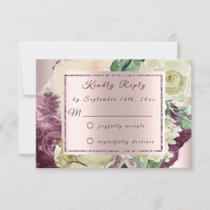RSVP Marsala Elfenbein Rosen Florale Röte Burgund Karte