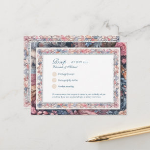 RSVP Maximalist Vintage Blumen Menu Shabby Landhau Postkarte