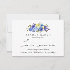 RSVP MEAL Option Gelbe Blütenblume Hochzeit Karte