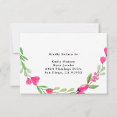 RSVP-Menü für Hochzeiten Rosa Blumenkarte Rücksend Einladung (Rückseite)