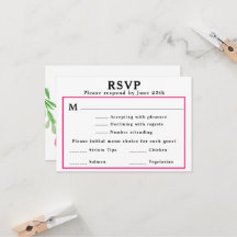 RSVP-Menü für Hochzeiten Rosa Blumenkarte Rücksend