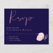 RSVP-Menü "Navy Blue Rose Gold Wedding" (Vorderseite)