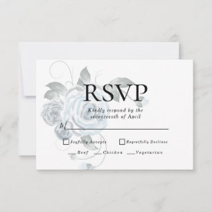 RSVP   Menüauswahl Wasserfarbene staubblaue Blumen Karte