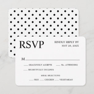 RSVP Minimalistisch Black and White Polka Dot Wedd Karte