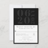 RSVP Minimalistischer, schwarzer Fett-Typ-Hochzeit Karte (Rückseite)