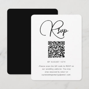 RSVP mit QR-Code für eine fette Schwarz-Weiß-Hochz Karte