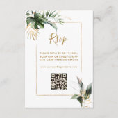RSVP mit QR-Code für tropische Foliage Gold Begleitkarte (Vorderseite)