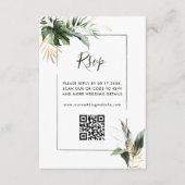 RSVP mit QR-Code für tropische Foliage Green Weddi Begleitkarte (Vorderseite)