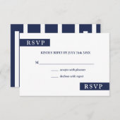 RSVP (Modernes Navy Blue und White Geometric Weddi (Vorne/Hinten)