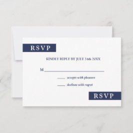 RSVP (Modernes Navy Blue und White Geometric Weddi Karte