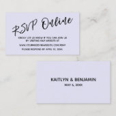RSVP Online Handwriting Lavendel für Hochzeiten Begleitkarte (Vorne/Hinten)