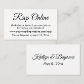 RSVP Online-Hochzeit Schwarz & Weiß Elegant Einfac Begleitkarte (Vorne/Hinten)