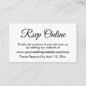 RSVP Online-Hochzeit Schwarz & Weiß Elegant Einfac Begleitkarte (Vorderseite)