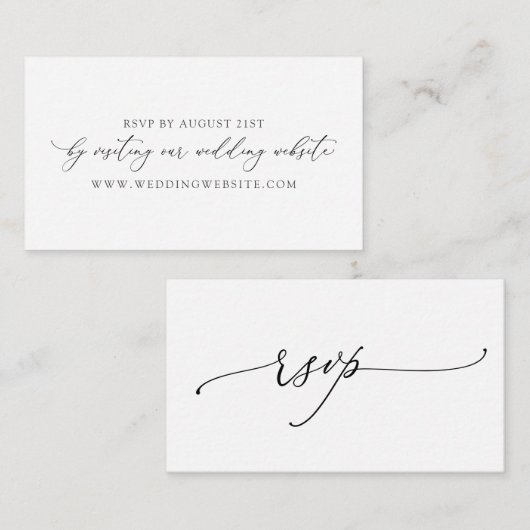 RSVP Online-Karte für einfache kalligraphische Hoc Begleitkarte (Vorne/Hinten)