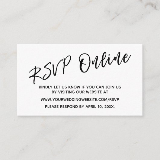 RSVP Online-Lässige Handschrifteneinlage für Hochz Begleitkarte (Vorderseite)