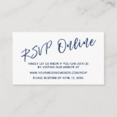RSVP Online Navy Handwriting Insert Card für Hochz (Vorderseite)