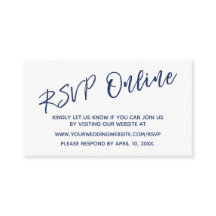 RSVP Online Navy Handwriting Insert Card für Hochz