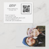 RSVP Online QR Code Foto für Hochzeiten Begleitkarte (Vorne/Hinten)