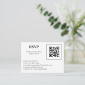 RSVP Online QR Code Foto Hochzeitsszenario Weiß Begleitkarte (Stehend Vorderseite)