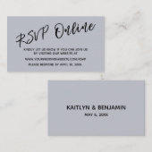 RSVP Online Simple Dusty Blue Card Hochzeiten Begleitkarte (Vorne/Hinten)