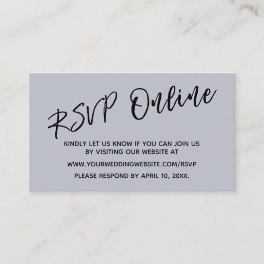 RSVP Online Simple Dusty Blue Card Hochzeiten Begleitkarte (Vorderseite)