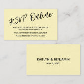 RSVP Online Simple Light Yellow Card Hochzeitsszen Begleitkarte (Vorne/Hinten)